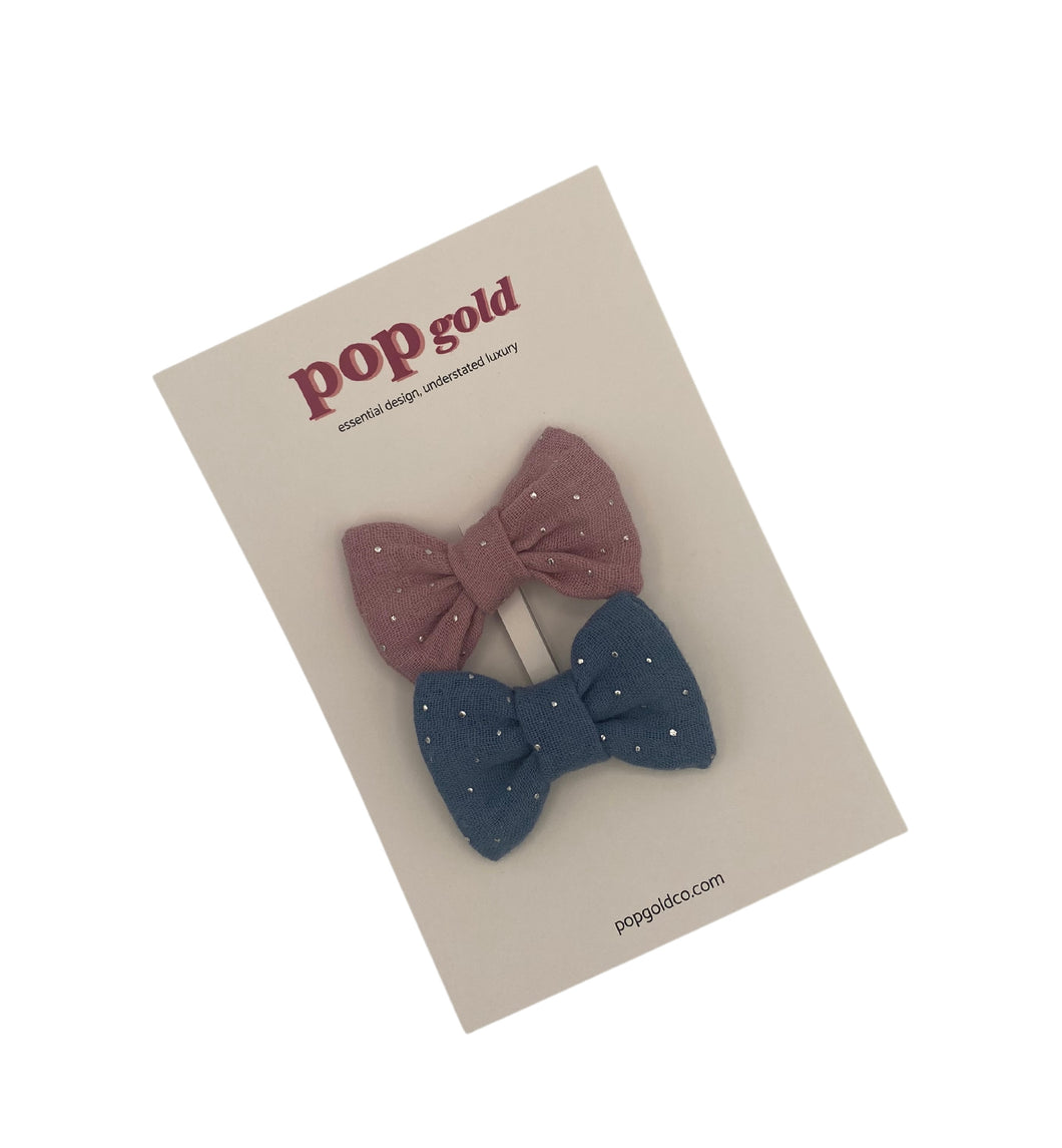 Clip in Bows: Pink & Blue